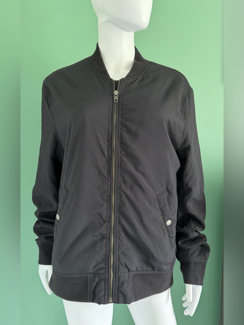 French Connection Men’s Classic Black Zip Bomber Jacket